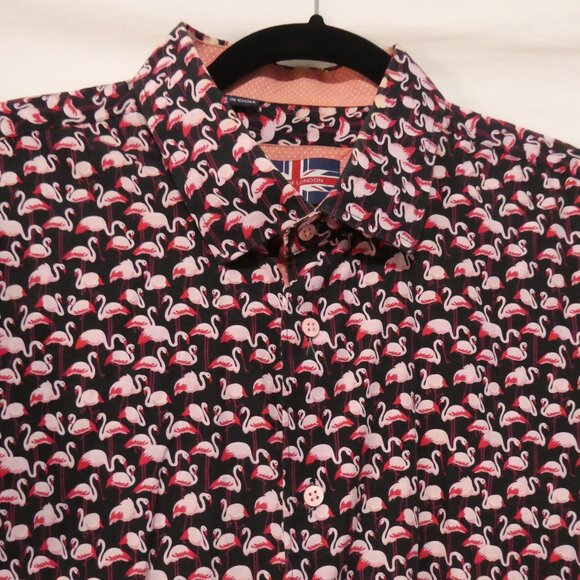 SOUL OF LONDON | XL - extra large | Vibrant Pink Flamingo Pattern Button-Up Top - Picture 1 of 14